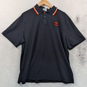 Burger King Polo Men's 2XL Black Embroidered Uniform Striped Workwear Fast Food